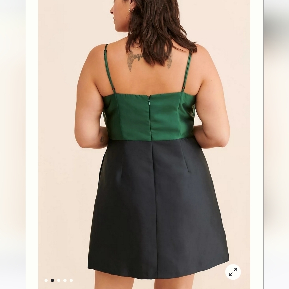 NWT Hutch For Free People Serena Bow Mini Dress 20W Green Black - Picture 3 of 12